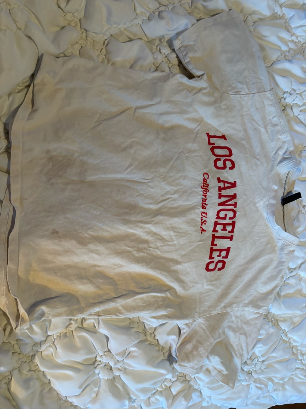H&M White Short Sleeve Tee with Red 'Los Angeles' Print